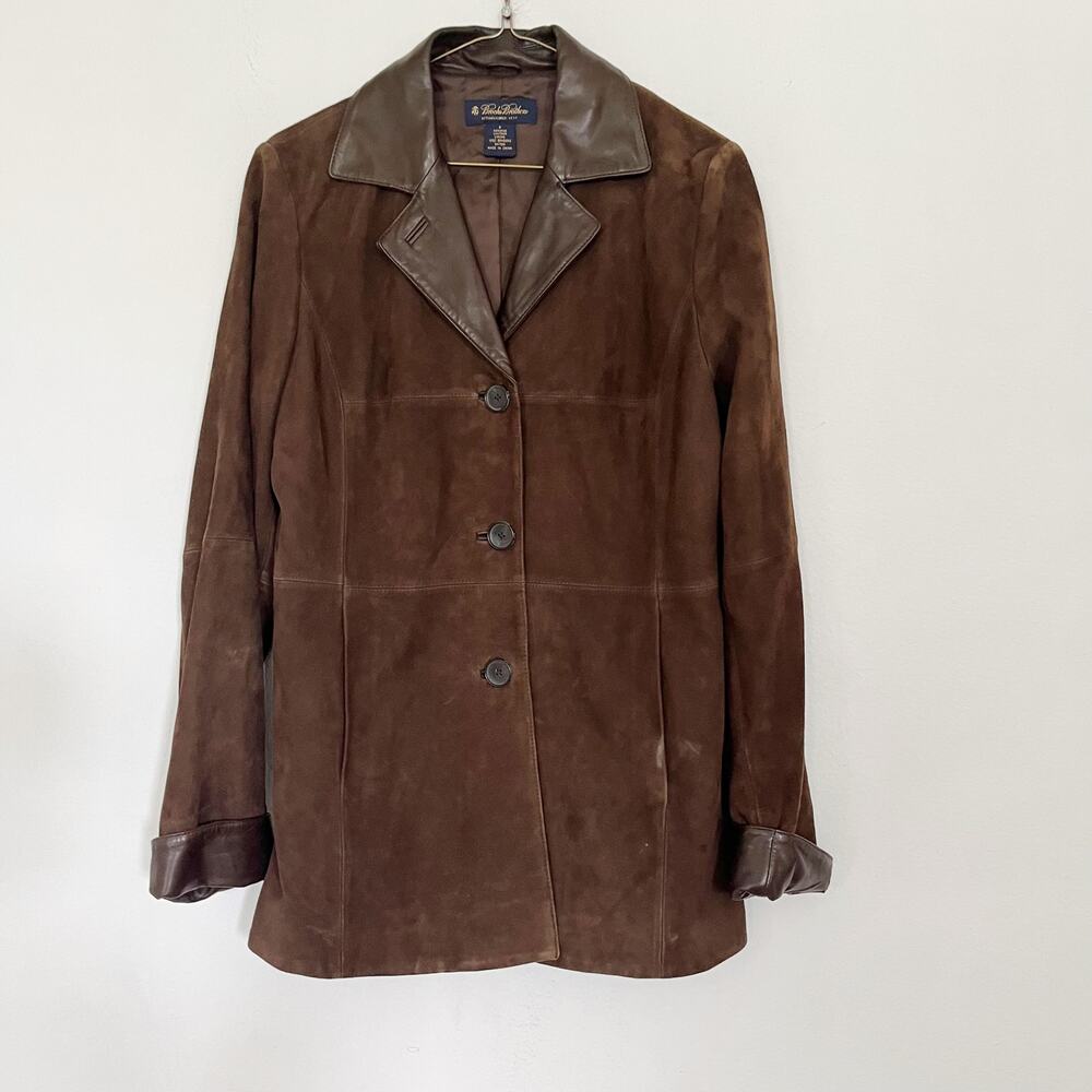 Brooks Brothers Brown Suede Leather-Trim Jacket